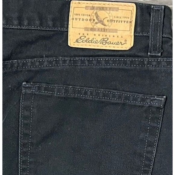 Eddie Bauer Jeans Relaxed Fit Straight Leg Black Denim 100% Cotton 35x34 Classic - Picture 3 of 4